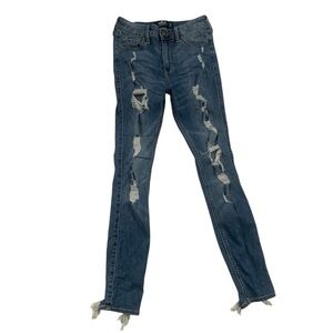 Hollister Ripped Straight Leg Jeans - Blue size 25x28 woman’s